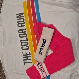 Color Run Cotton Tshirt with Bonus Hot Pink Socks & Color Run White Headband